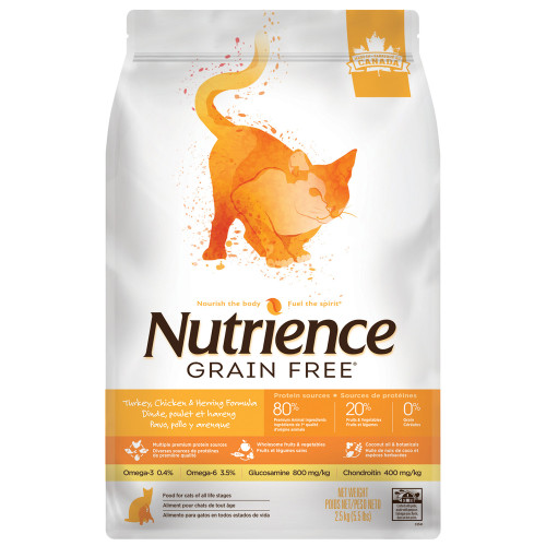 NUTRIENCE Grain Free 2.5kg Turkey & Chicken & Herring Formula 無穀物 火雞+雞+鯡魚 全貓配方 5.5lb (C2541) (EXP: 8月/2027)